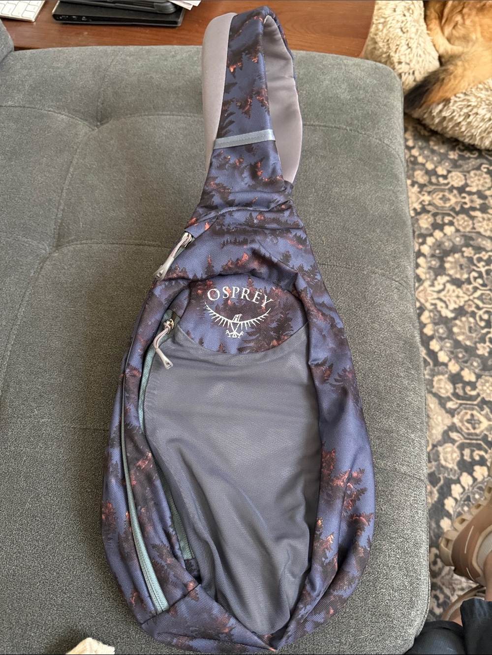 OSPREY Navy Sling Pack with Rust Accents